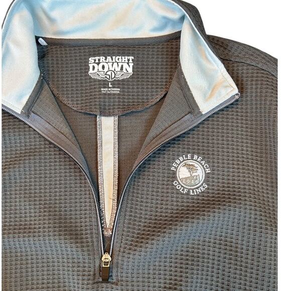 NWOT Pebble Beach Men's Golf Optic Charcoal Waffle Weave 1/4 Zip Size Large - Picture 2 of 10